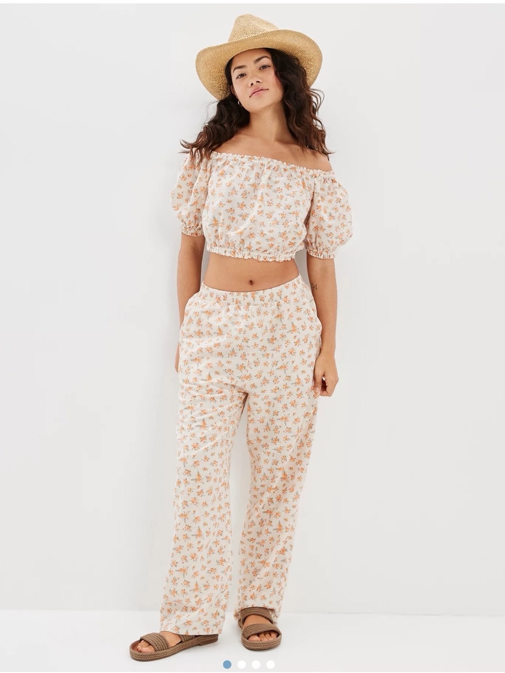 American Eagle Easy Wide-Leg Pants + Crop Top Set - Size Large - LIKE NEW